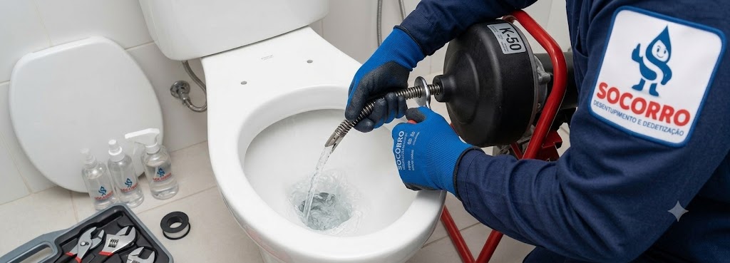 Profissional realizando Desentupidora de Vasos Sanitários em Garopaba