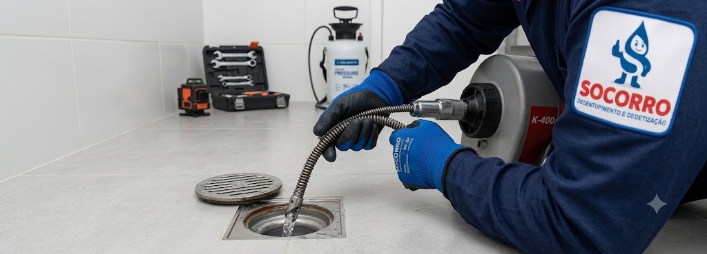 Profissional realizando Desentupimento de Ralos em Garopaba